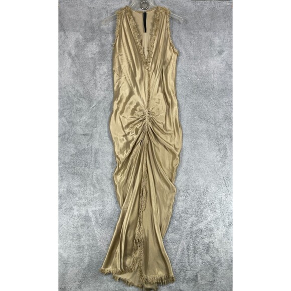 Jaga DTLA Mykonos Dress Women's 1 Satin Gold Rayon Classic Sleeveless V-Neck
